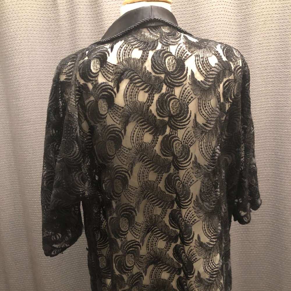 Vintage Black Lace Duster Kimono - Picture 3 of 3